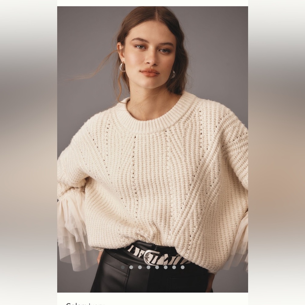 Anthropologie tulle sleeved sweater